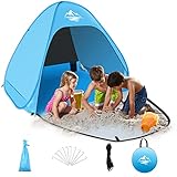 Mimajor Strandmuschel Pop Up Strandzelt, Automatisches Tragbarer Wurfzelt Sonnenschutz Zelt für 2-3 Personen,UV-Schutz 50+ Campingzelt Windschutz Kleines Packmaß für Familien Strand mit Tragetasche