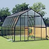 puraday Gewächshaus im Garten 448 B cm mit Anthrazit 12,63 m² Fundamentrahmen Aluminimum Klein Frostschutz Pflanzen Winterschutz Gemüsehaus Treibhaus Gerätehaus Tomatenhaus