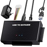 USB 3.1 Zu SATA Adapter und IDE Adapter, Universal USB Festplatten Konverter für 2,5 und 3,5 Zoll SATA & IDE HDD/SSD, Kompatible Windows/Linux/Mac OS Externes Festplattenadapter mit 12V Netzteil