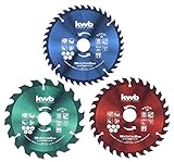 kwb Kreis-Sägeblatt-Set 160 x 25/20 / 16 mm für Handkreis-Sägen f. Platten-Werkstoffe u. Baustoffe aus Holz inkl. Reduzier-Ringe auf 16 u. 20 mm