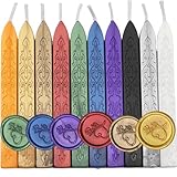 10 Stück Siegelwachs Mischfarbene mit Dochten, Vintage DichtungsWachs, Wachssiegel Stock, Siegelwachs, Siegellack Mischfarbene für Briefsiegel & Wachssiegel Stempel (10)