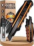 ToolTopia Profi Cuttermesser Set – 3x Robuste Cutter Messer & Teppichmesser mit 10 SK5 Cuttermesser Klingen I Vielseitiges Handwerkzeug & Präzisions Utility Knife für Handwerker & Heimwerker