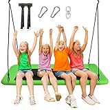 COSTWAY Nestschaukel eckig bis 150kg belastbar, 150 x 80 cm, Baumschaukel mit 100-180cm verstellbaren Seil, Mehrkindschaukel Kinderschaukel, Outdoor Gartenschaukel für Kinder & Erwachsene (Grün)