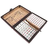 Yardwe 1 Satz Mahjong Set Tragbares Reise Mahjong für Zuhause Partys und Bars Leicht und Kompakt Einfach zu Bedienen