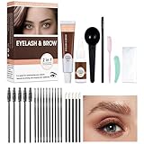 Augenbrauenfarbe & Wimpernfarbe Kit, 2 in 1 Wimpern & Augenbrauen Färben Set, Augenbrauenfarbe für Eyelash und Eyebrow Color, Langanhaltend, Schnell & Einfach, Schnelles Lifting und Färben (Braun)