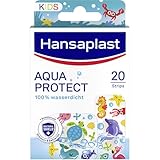 Hansaplast Aqua Protect Kinderpflaster (20 Strips), Wasserdichte Pflaster für Kinder zum Schwimmen und Baden, atmungsaktive Wundauflage mit zuverlässiger Klebkraft