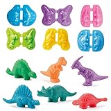 Knete Zubehör Dinosaurier Knetwerkzeug Set ab 2 3 4 5Jahre, Intelligente Knete Set mit 6 Dino Werkzeuge, Dino Spielzeug Kreative Geschenk für Kinder Jungen Mädchen