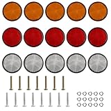 15 Stück Katzenaugen Reflektoren, 58mm Rückstrahler Rund, Reflektor Anhänger, Katzenaugen Anhänger, Rund Katzenauge Seitenstrahler Anhänger Reflektoren für Pkw Lkw Wohnwagen Traktoren Anhänger