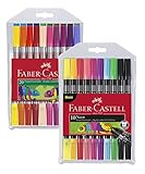 Faber-Castell Doppelfasermaler: 30er Set (20 Standardfarben + 10 Neonfarben), Breitspitzen (3-5 mm), Tasche, für Malen, Zeichnen, Schreiben, Basteln, Markieren