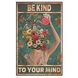 BelleVive 'Be Kind to Your Mind Vintage-Bildposter, Hippie-Boho-Wandkunst, Vintage Poster, Ermutigungsgeschenke für Frauen, Heimbüro, Wohnzimmer, Schlafzimmer, Wanddekoration, Stil 1