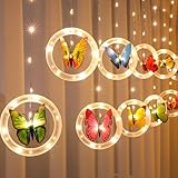 Lichterketten Schmetterling Vorhang Lichter für Hintergrund,USB LED Lichtervorhang Feen Lichter,Lichterkette Vorhang Innen Hängende Twinkle String Lichter für Schlafzimmer Hochzeit Party Deko (01)