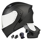 Modularer Motorradhelm – Klappbarer Volhelm-Design, Staubmaske und Fahrhandschuhe Enthalten, Antibeschlagende Doppellinse, ECE-Zertifiziert, Erwachsene Unisex Ganzjährig.(58,L(57~58cm))