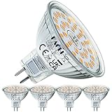 EACLL GU5.3 LED Warmweiß 6W Ersetzt 50W Halogen MR16 Glühbirne, 4er-Pack, 550 Lumen 2700K Leuchtmittel, AC/DC 12V Flimmerfrei Strahler, Abstrahlwinkel 120 Grad Spot, Nicht Dimmbar Reflektorlampen