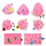 DBALL 8 Stück Silikonform Blumen Mini Rosen Kleine Gänseblümchen Silikonform Fondant 3D Backform Blumenform Kuchendekoration für Schokolade Zuckerguss Gelee Kerzen Seife