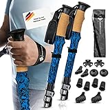 HrubyRoad® Profi Teleskop Wanderstöcke inkl. Aufsatz-Set & Tragetasche I Ideale Kraftübertragung & Bester Komfort Dank ergonomischem Griff I Nordic Walking Stöcke verstellbar für Damen & Herren