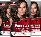 Brillance Intensiv-Color-Creme 878 Dunkles Aschbraun (3x170 ml), dauerhafte Haarfarbe mit Diamant-Glanz und Pflege-Conditioner, Coloration für 10 Wochen Farbintensität und 100% Grauabdeckung