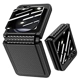 Doeshine Hülle für Samsung Galaxy Z Flip 5 Hülle【Anti-Peeping】 【Scharnier-Schutz】 Schlanker Passform- Und Rutschfesten Stilvollen Textur-Handyhülle für Galaxy Z Flip 5 5G 2023 (Schwarz)