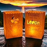 Lichtertüten Papierlaterne - 20er Set - 16 x 11 x 8,5cm - Träume Wiederverwendbar Lichttüten - Tischdeko Geburtstag Candle Bags für Birthday Party - Teelichter LED Kerzen Kerzentüten