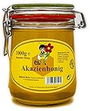 ImkereiBeck® - Echter Deutscher Imkerhonig im 1kg / 1000g Honigtopf - Honig vom Imker aus Bayern im wiederverwendbarem hochwertigem Bügelglas (Akazienhonig)