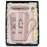 Geschenke für Mama Geschenk, Beste Mama der Welt Tasse - Lustig Mutter Geburtstagsgeschenk für Mama Geburtstag, 400ml Rosa Marmor Tasse mit Goldaufdruck, Deckel Löffel Grußkarte, Edle Geschenkbox