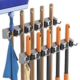 Lifewit Besenhalterung, Anti-Rutsch-Besenaufhänger für die Küche, strapazierfähiger Organizer für Reinigungsmittel, Werkzeug-Organisator für Schrank, Garage, 2 Pack, Grau