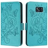 Handyzubehör Kompatibel mit Samsung Galaxy S7 Edge-Hülle, Brieftaschen-Hülle, schmale Flip-Folio-Hülle aus PU-Leder, stoßfeste Schutzhülle mit Kartenfächern + Handschlaufe Handyhülle(Light Blue)