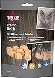 Trixie Katzensnack Premio Rolls aus natürlichen Zutaten 50 g, leckere Katzenleckerlis mit Hühnerbrust & Lachs - 42767
