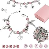 Linkbro DIY Charm Armband Kit, Geschenk Mädchen 8-12 Jahre, Armbänder Selber Machen Schmuck Bastelset für Kinder mit 3 versilberte Kette und Geschenkbox
