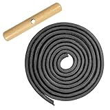 Schlittenseil Zugseil 1.97m, Schlitten Seil, Schlittenleine mit Holzgriff, Griff Kordel Leine Zugleine für Bob & Rodeln im Winter (Schwarz)