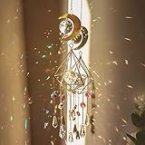 Kristall-Lichtfangornamente Kristallanhänger, Mondwindspiele Sonnenfänger, prismatischer Metallrahmen, Bunte sechseckige Kristalle, mit Metallrahmen (A)