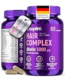 Haar Vitamine mit Biotin Hochdosiert 5000 mcg - Haarvitamine Haarausfall mit Zink Selen, Keratin, Vitamin A C D E B12 für Haare, Haut, Nägel - Haarwachstums und Stärkungs Komplex (1 Pack)