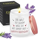 MOTONG Geburtstagsgeschenk für Frauen, 200g Lavendel Aroma Kerze 30-38 Stunden Brenndauer Geschenke für Frauen Geburtstag, Scented Candle für Beste Freundin Mama Muttertag Thanksgiving