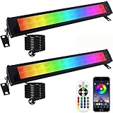 RGB LED Strahler, 2 Stück 50W RGB Led Wallwasher Licht mit Fernbedienung und Bluetooth APP, LED Bar Lichteffekte IP66 Wasserdicht Smart Partylichter für DJ Disco Party Garten Halloween Bühnenlichter
