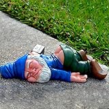 Kreativer Betrunkener Gartenzwerge Für Auben, Gnomen-Gartenstatue, Harz-Gartenzwerg-Handwerk, Gartendekoration, lustige Harz-Gartendeko Für Draußen (Blau)
