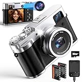 5K Digitalkamera, NEZINI 48MP Fotoapparat Digitalkamera mit Doppelobjektiv, Vlogging Kamera mit 32G Karte/Sucher/2,8 Zoll Bildschirm, Digitale Kompaktkamera Selfie Kamera für Anfänger, Jugendliche