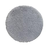 PANA® Runde Badematte Hochflor (Ø 56 cm) • Badteppich rund aus weichen Mikrofasern • Saugstark & waschbar • Runder Duschvorleger, Badvorleger, Badezimmerteppich rund • Farbe: Grau