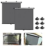 WUHEECOME 2 Stück Autofenster Sonnenschutz PU-Netzgaze Auto Sonnenschutzrollo 40*45cm Schwarz Sonnenschutz für Autofenster Universal Sonnenschutzrollo für Autos Lastwagen Geländewagen Jeeps