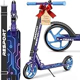 RE:SPORT® Cityroller für Kinder & Erwachsene mit Klingel & Tragegurt | Tretroller Scooter höhenverstellbar & klappbar bis 100 kg | Kinderroller Kickscooter rutschfestes Deck | Kickroller große Räder