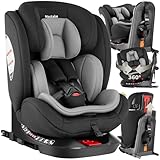 tectake® Kindersitz drehbar, Kindersitz Isofix, Auto Kindersitz, Autositz Befestigung mit 5-Punkt Sicherheitsgurt und Top Tether, Sitzschale mit extra dicker Polsterung, waschbar