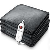 sinnlein® Heizdecke aus Plüsch 160 x 120 cm | elektrische Wärmedecke mit Abschaltautomatik | Kuscheldecke | Timerfunktion | 9 Temperaturstufen | waschbar bis 40°C | Digitalanzeige