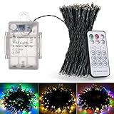 BOWKA 150er Led Lichterkette Warmweiß&Bunt&RGB Batteriebetrieben 9 Modi Außen und Innen Timmer Dimmbar für Garten Hochzeit Weihnachten Party 15 Meter
