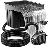 Biling Teich Wasserfall Garten Wasserfallfilter Komplettset mit Fiteration, 80W 4500L/H Pool Wasserfall Teichfilter mit Pumpe, Wasserfall Teichpump Filter Kits für Gartenteich Wasserspiel Terrasse