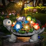 Linkax Geburtstagsgeschenk für Frauen Mama, Geschenke für Frauen Mama, Solar Gartenfiguren Schildkröte Gartendeko für Draußen Balkon Deko mit 7 LED Licht, Ostergeschenke Muttertagsgeschenke für Mama