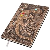 WRITWAA Leder Notizbuch A5 mit Prägung Hardcover Journal für Büro und Schule Langlebiges Schreibheft für Tagebuch und Konferenz Rotes Vintage Design