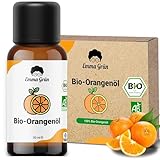 Emma Grün® Bio Orangenöl Ätherisches Öl [100% Naturrein] - Ätherisches Öl Orange 30ml - Reines Orangenöl zum Verzehr - Ätherische Öle Bio - Kaltgepresst aus echten Orangen - Duftöl Orange