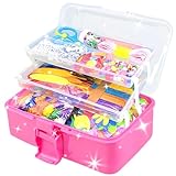 3000Stück Bastelset Kinder DIY Kunsthandwerk Bastelkoffer Bastelbedarf zum basteln Pfeifenreiniger Kulleraugen Perlen Kreativ Scrapbooking Bastelset für Mädchen Jungen 4 5 6 7 8 Jahre Geschenke(Rose)