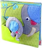 Haba 300146 - Stoffbuch Elefant Egon, weiches Knisterbuch mit vielen Fühl- und Spieleffekten, wunderschön gestaltetes Babyspielzeug ab 6 Monaten (Die Verpackung kann variieren)