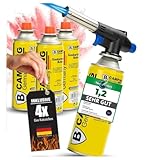 MAGNUM ® Gasbrenner mit Kartusche 4x227g – Schweißbrenner max. 1300°C Temperatur – Lötlampe mit Piezozündung – Bunsenbrenner Küche -Küchenbrenner