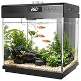 AQQA 14L Aquarium Komplettset,Nano Fischtank Aquarium mit LED-Beleuchtung und Eingebautem Filtersystem,10 Farben Justierbarer Nano Aquarium Tank,Selbstreinigende Tropische Fisch Tank Kit