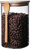MMRTDJDR 800–1200 ml mit Löffel, versiegeltes Glas, Vorratsbehälter, Gewürz, Kaffeebohnen, Behälter, Küchenbedarf, Zucker, Vorratsflasche (Farbe: D, Größe: 800 ml)
